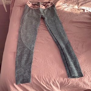 Gymshark Flex Leggings - Charcoal Marl/Peach Pink